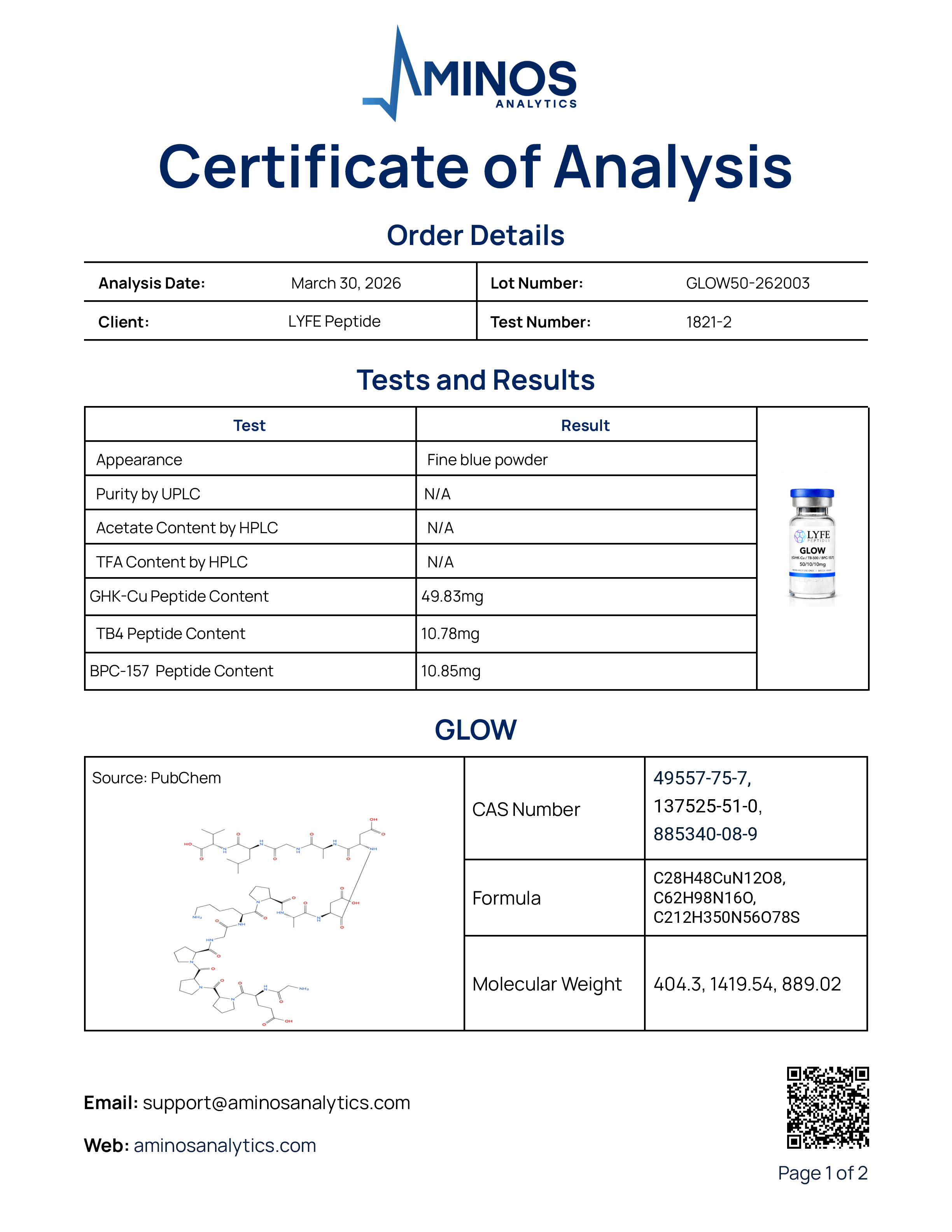 GLOW (GHK 50mg / BPC 10mg / TB 10mg)